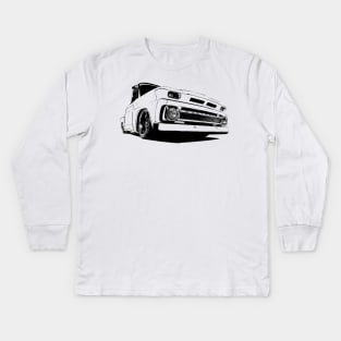 1965 Chevy C-10 Pickup - stylized monochrome Kids Long Sleeve T-Shirt